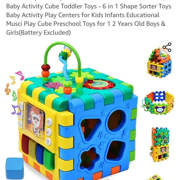 Baby activity cube educational shape sorter bead maze mirror clock puzzle - Picture 2 of 6